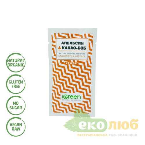 Батончик натуральный Апельсин & Какао-боб Energy iGreen