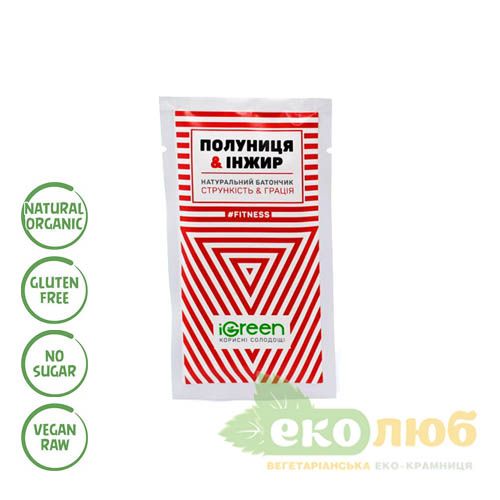 Батончик натуральный Клубника & Инжир Fitness iGreen