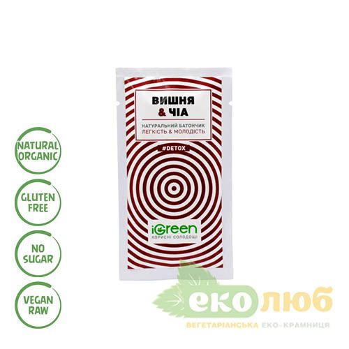 Батончик натуральный Вишня & Чиа Detox iGreen