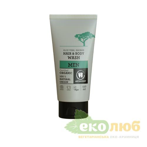 Средство для мужчин 2в1 для мытья волос и тела Aloe Vera & Baobab Urtekram